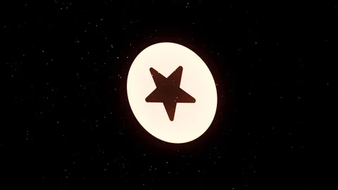 Abstract icon of the five pointed star in a circle rotating and becoming space Stock Footage 119032800