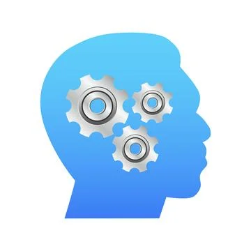 Abstract icon. Human head and brain. Concept of mental health. Vector illus.. Illustrazione stock