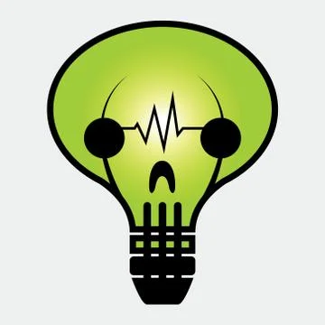 Abstract icon light bulb with the face of skull. Stock Illustration