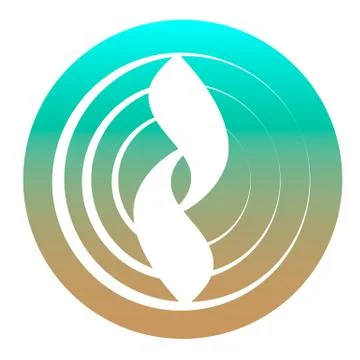 Abstract icon or logo - two petals on blurred water circles Stock Illustration