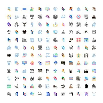 Abstract icon set visualizing business and technology concepts Stock Illustration