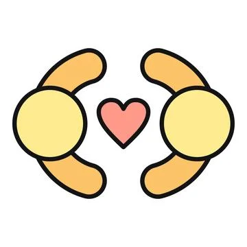 Abstract icon showing two people hugging a heart Stock Illustration