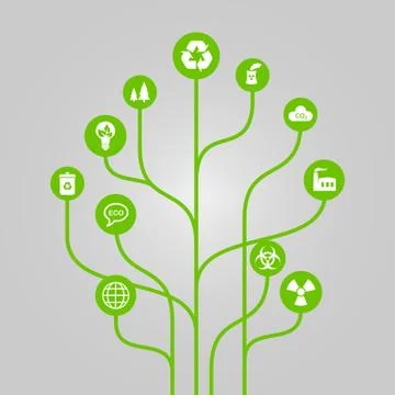 Abstract icon tree illustration - environment concept Stock Illustration