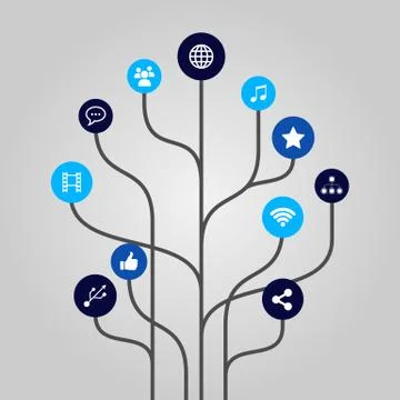 Abstract icon tree illustration - internet, media and technology concept Stock Illustration