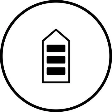 Abstract Icon of a Vertical Rectangular Shape with Horizontal Lines Inside .. Stock Illustration