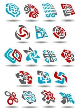 Abstract icons with arrows, map pointers, mazes Illustrazione stock