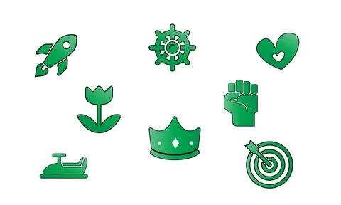 Abstract icons set in gradient color vector illustration Stock Illustration