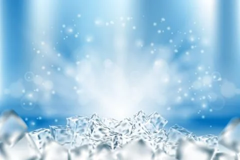 Abstract icy cubes background. Abstract ice and snow in light blue poster design Stock Illustration