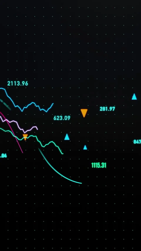 Abstract illuminated chart with lines and financial data, graph in defocus. Stock Footage 320914050