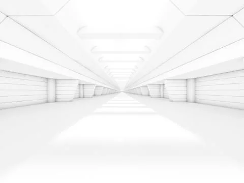 Abstract illuminated empty corridor interior. 3D Stock Illustration