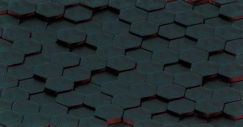 Abstract Illuminated Hexagonal Pattern with Bokeh Effects in Dark Background. Stockillustratie