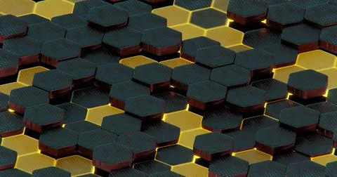 Abstract Illuminated Hexagonal Pattern with Bokeh Effects in Dark Background. イラスト素材