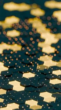 Abstract Illuminated Hexagonal Pattern with Bokeh Effects in Dark Background. イラスト素材