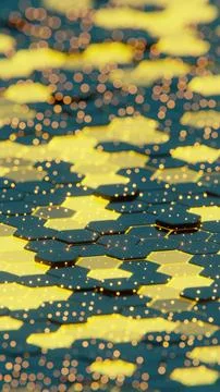 Abstract Illuminated Hexagonal Pattern with Bokeh Effects in Dark Background. イラスト素材