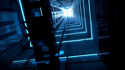 Abstract illumination in a glass elevator, 4k Stock Footage 90408270