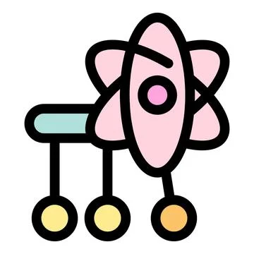 Abstract illustration of atomic structure with hanging elements Illustrazione stock