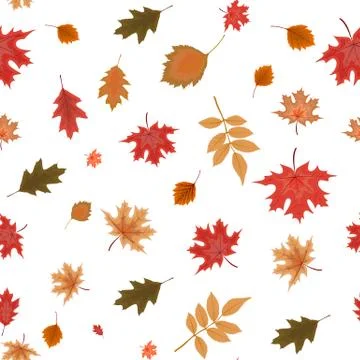 Abstract  Illustration Autumn Seamless Pattern Background with Falling Leaves Stock Illustration