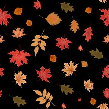 Abstract  Illustration Autumn Seamless Pattern Background with Falling Leaves Illustrazione stock