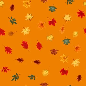 Abstract  Illustration Autumn Seamless Pattern Background with Falling Autumn Stock Illustration