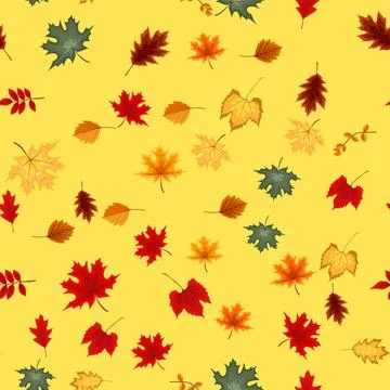 Abstract  Illustration Autumn Seamless Pattern Background with Falling Autumn Stock Illustration