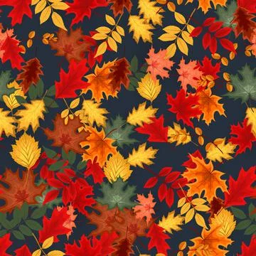 Abstract Illustration Autumn Seamless Pattern Background with Falling Autumn  Stock Illustration