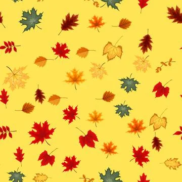 Abstract Illustration Autumn Seamless Pattern Background with Falling Autumn  Stock Illustration