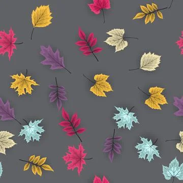 Abstract Illustration Autumn Seamless Pattern Background with Falling Autumn  Stock Illustration