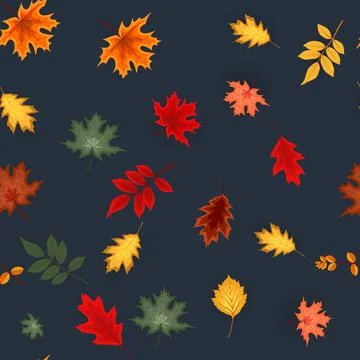 Abstract Illustration Autumn Seamless Pattern Background with Falling Autumn  Stock Illustration