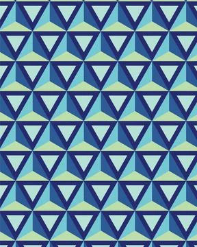 Abstract illustration of blue geometrical triangular shapes in seamless pattern Illustrazione stock