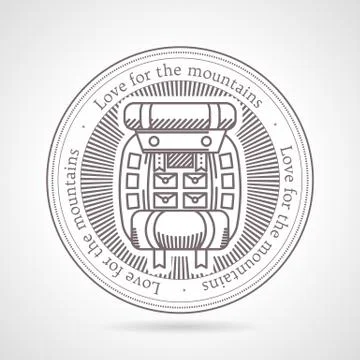Abstract illustration of climbing backpack icon with text Stock Illustration