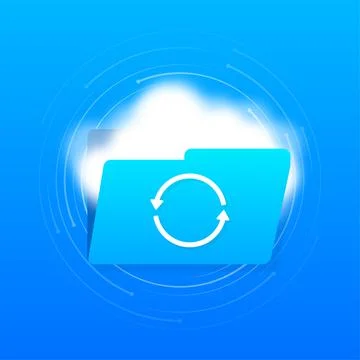 Abstract illustration with cloud update. Software development 库存插图