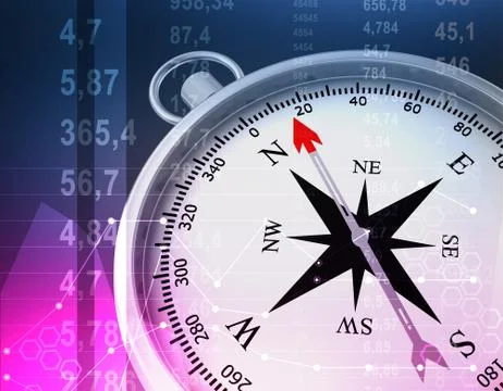 Abstract illustration with compass and random numbers Illustrazione stock
