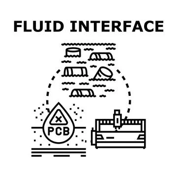 Abstract illustration complex fluid interfaces. Hazardous pcb contamination i Stock Illustration
