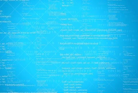 Abstract illustration with computer code and coding symbols Stock Illustration