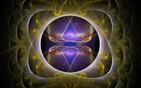 Abstract illustration of a computer generated fantastic emblem in various sha Stock Illustration