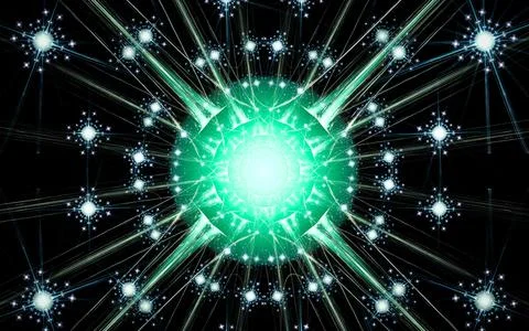 Abstract illustration of a computer generated fantastic star in various shape Stock Illustration