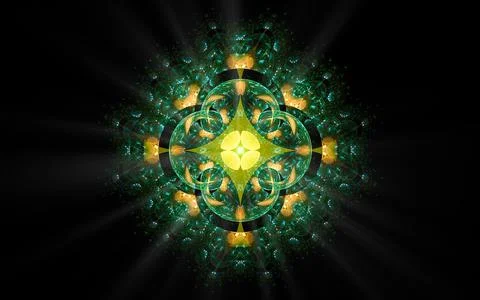 Abstract illustration of a computer generated fantastic emblem in various sha Stock Illustration