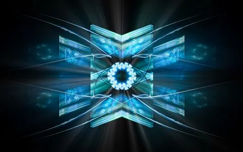 Abstract illustration of a computer generated fantastic emblem in various sha Stock Illustration