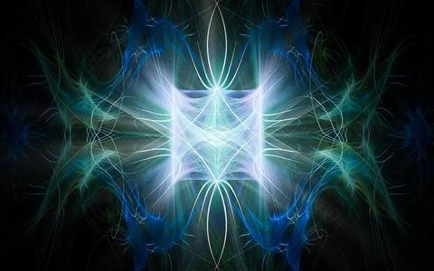 Abstract illustration of a computer generated fantastic flower of various sha Stock Illustration
