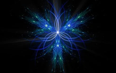 Abstract illustration of a computer generated fantastic flower of various sha Stock Illustration