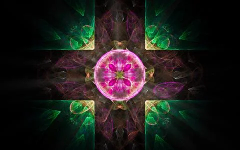 Abstract illustration of a computer generated fantastic flower of various sha Stock Illustration