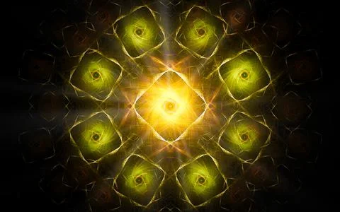 Abstract illustration of a computer generated fantastic emblem in various sha Stock Illustration