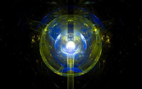 Abstract illustration of a computer generated fantastic emblem in various sha Stock Illustration