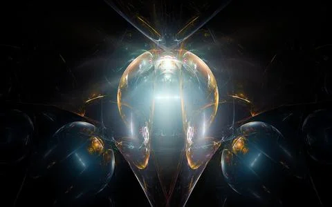 Abstract illustration computer generated fantastic crystals of various shapes Stock Illustration