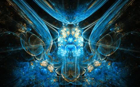 Abstract illustration of a computer generated fantastic flower of various sha Stock Illustration