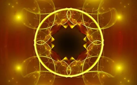 Abstract illustration of a computer generated fantastic emblem in various sha Stock Illustration