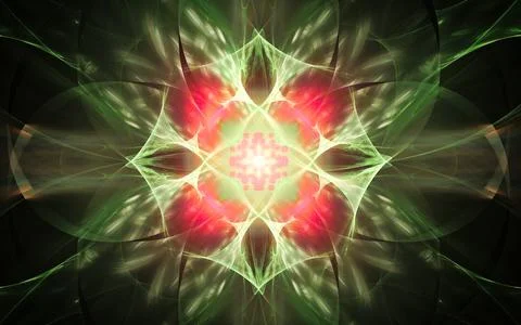 Abstract illustration of a computer generated fantastic flower of various sha Stock Illustration