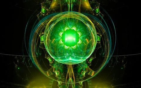 Abstract illustration of a computer generated fantastic emblem in various sha Stock Illustration