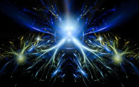 Abstract illustration of a computer generated fantastic neurons of various sh Stock Illustration