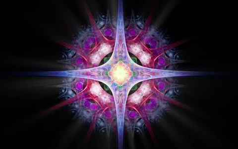 Abstract illustration computer render background image fantastic star with ra Illustrazione stock